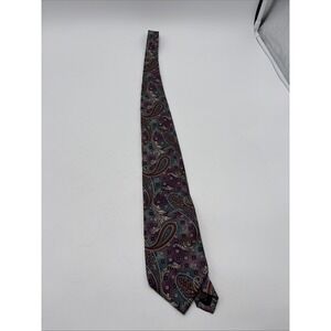VTG Bill Blass 100% Silk Neck Tie Paisley Purple Blue 56"x3.5" Unique Costa Rica
